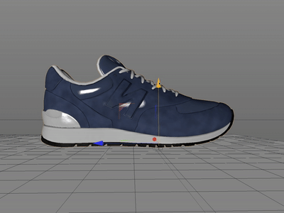Shoe interactively squishing in the Cinema 4D viewport with Deformations